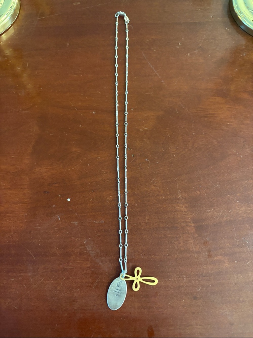 Two-Tone Silver and Gold Cross Pendant Necklace